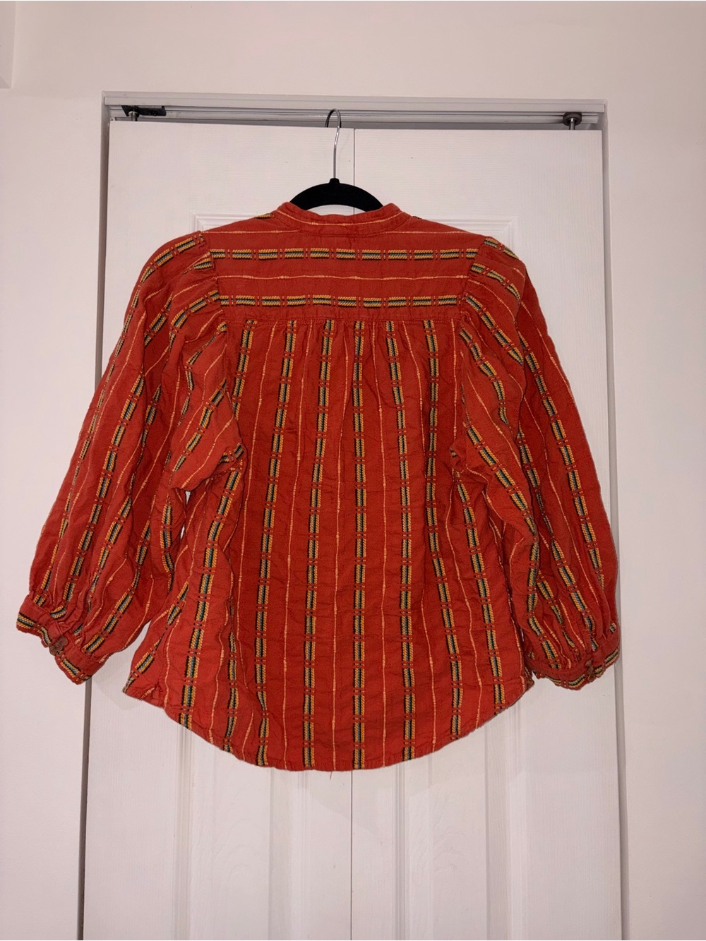 Pilcro the Bella Femme Button Down Puff Sleeve Top Size Small Boho Fall Festival - Picture 4 of 7